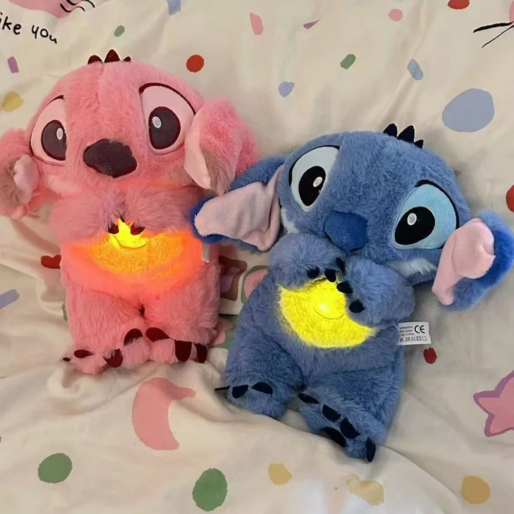 Muñeco de peluche Kawaii Stitch de 30 cm, tu amigo ideal, sonido relajante musical con bolsa de aire y luz, juguete para respirar