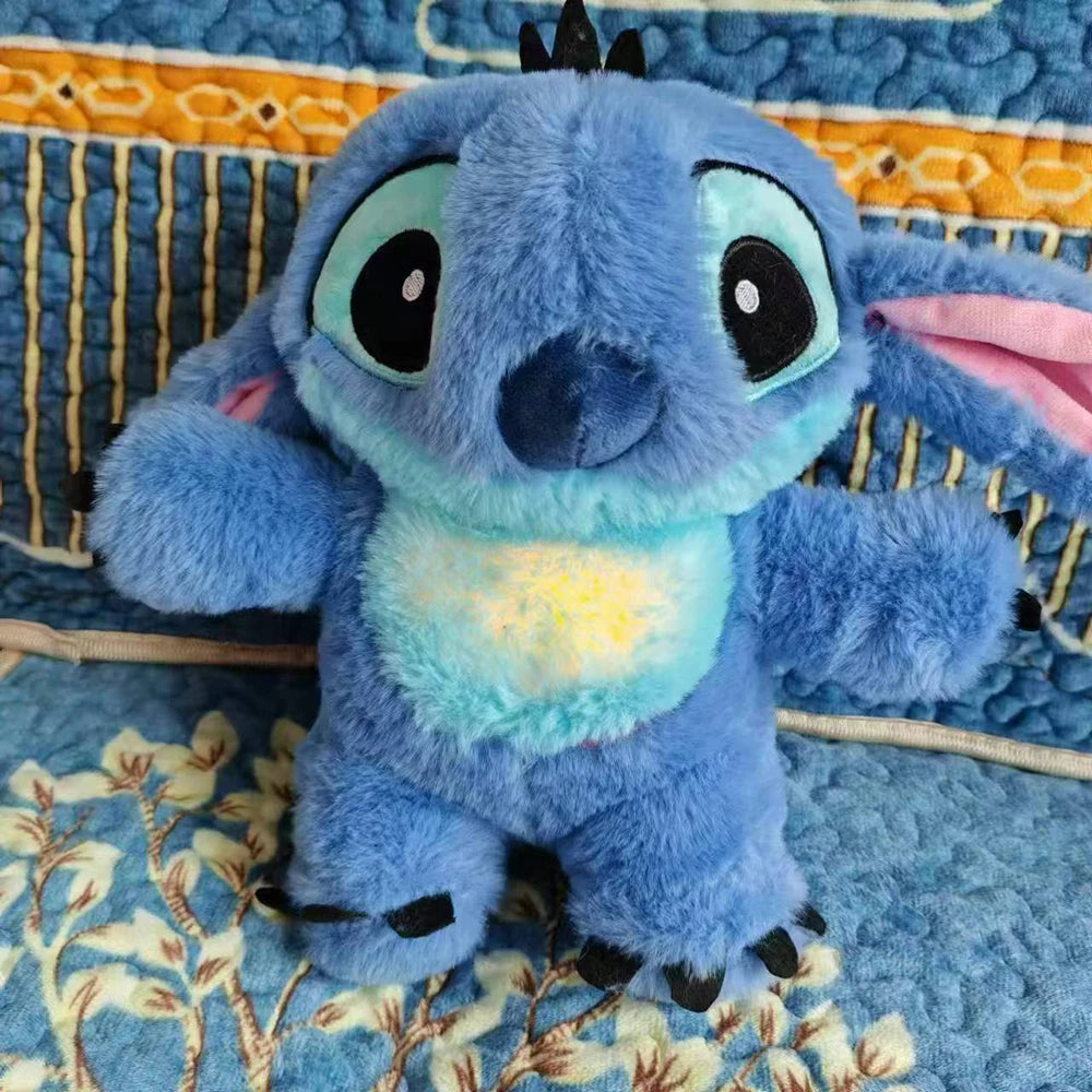 Muñeco de peluche Kawaii Stitch de 30 cm, tu amigo ideal, sonido relajante musical con bolsa de aire y luz, juguete para respirar