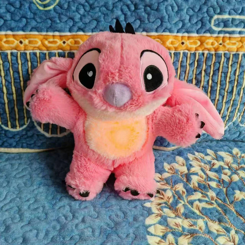 Muñeco de peluche Kawaii Stitch de 30 cm, tu amigo ideal, sonido relajante musical con bolsa de aire y luz, juguete para respirar