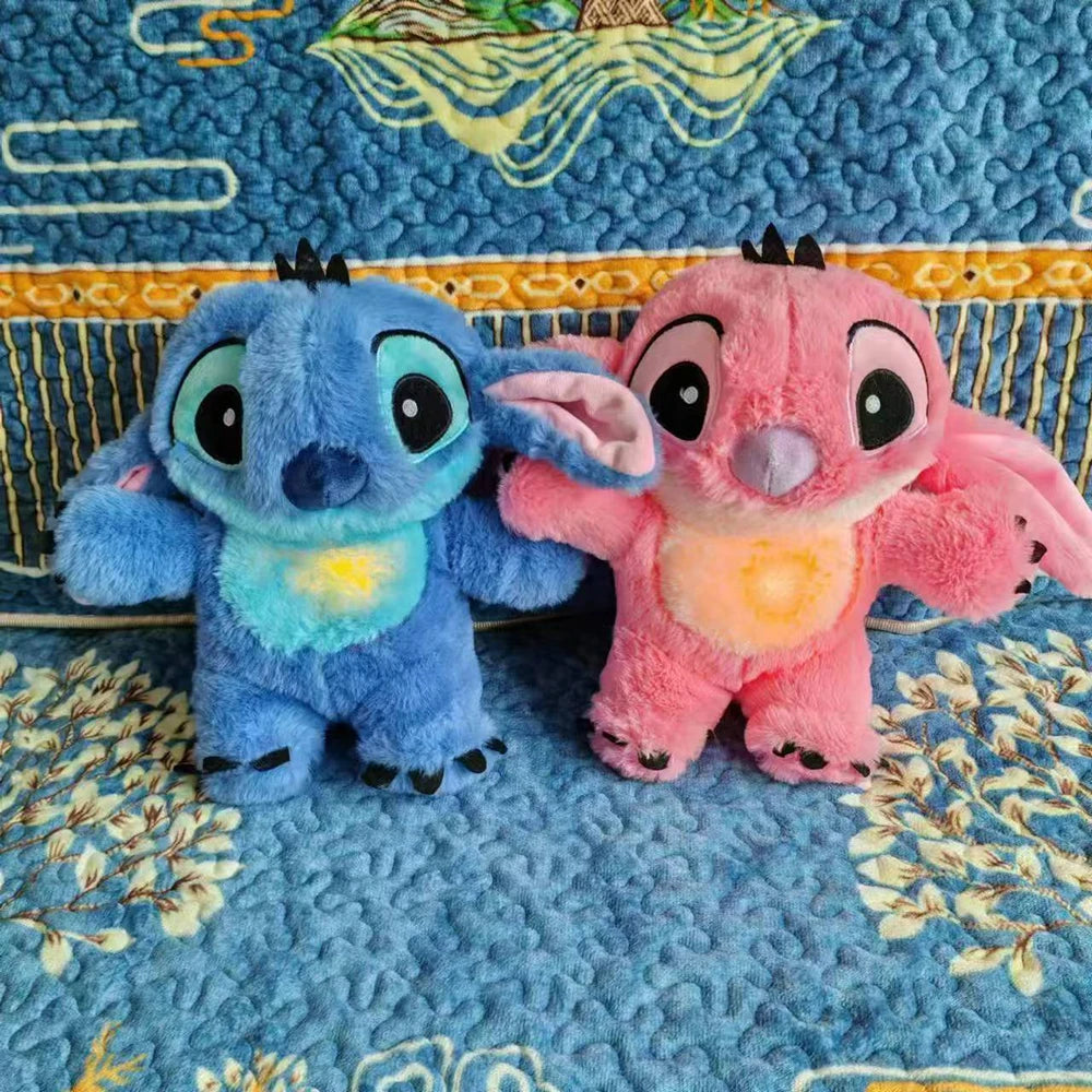 Muñeco de peluche Kawaii Stitch de 30 cm, tu amigo ideal, sonido relajante musical con bolsa de aire y luz, juguete para respirar
